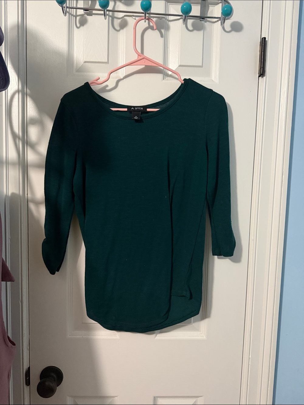 A. Byer Forest Green Scoop Neck Long Sleeve Top